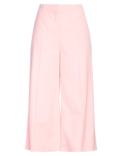 Shop Moschino Woman Cropped Pants Pink Size 10 Viscose, Cotton