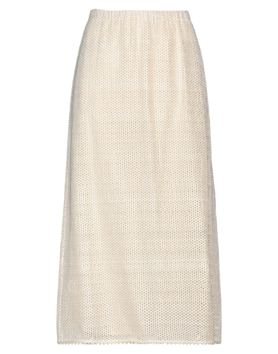 Shop Alysi Woman Midi Skirt Beige Size 8 Polyester, Cotton