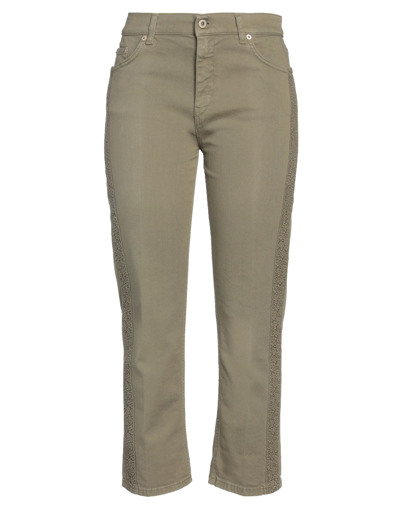 Shop Dondup Woman Jeans Military Green Size 27 Cotton, Elastane