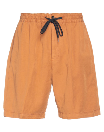Shop Pt Torino Man Shorts & Bermuda Shorts Tan Size 36 Lyocell, Linen, Cotton In Brown