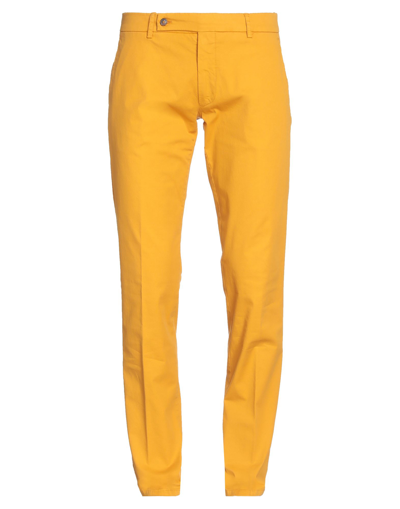 Shop Berwich Man Pants Ocher Size 40 Cotton, Elastane In Yellow