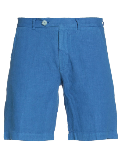 Shop Drumohr Man Shorts & Bermuda Shorts Bright Blue Size Xs Linen