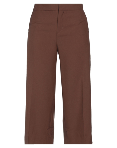 Shop Marni Woman Cropped Pants Brown Size 2 Virgin Wool