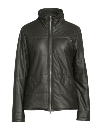 Shop Giorgio Brato Woman Jacket Military Green Size 6 Soft Leather