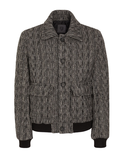 Shop 8 By Yoox Herringbone Bomber Jacket Man Jacket Grey Size Xl Polyamide, Virgin Wool