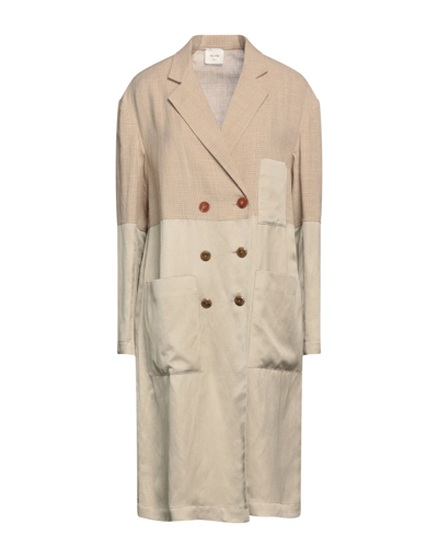 Shop Alysi Woman Overcoat & Trench Coat Beige Size 4 Linen, Cotton, Polyamide, Viscose