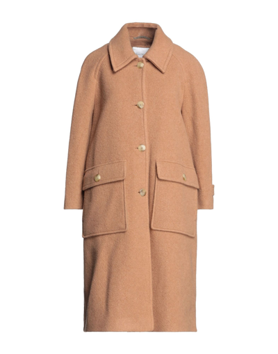 Shop American Vintage Woman Coat Camel Size M Virgin Wool, Viscose In Beige