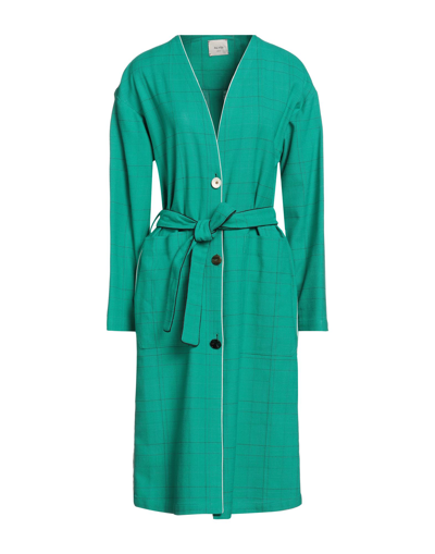 Shop Alysi Woman Overcoat & Trench Coat Emerald Green Size 8 Viscose, Cotton, Polyester