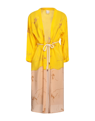 Shop Alysi Woman Overcoat & Trench Coat Yellow Size 6 Silk