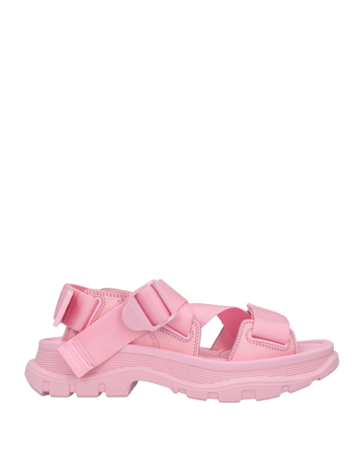 Shop Alexander Mcqueen Woman Sandals Pink Size 7 Textile Fibers, Soft Leather