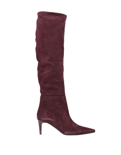 Shop Hazy Woman Knee Boots Burgundy Size 10 Soft Leather In Red