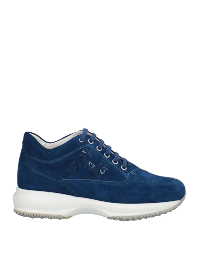 Shop Hogan Woman Sneakers Blue Size 8 Cowhide