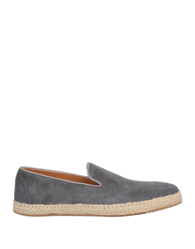 Shop Doucal's Man Espadrilles Lead Size 7 Soft Leather In Grey