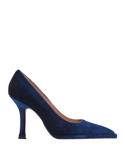 Shop 8 By Yoox Velvet Pointed-toe Pumps Woman Pumps Midnight Blue Size 8 Textile Fibers