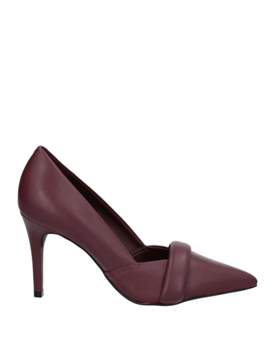 Shop Arezzo Woman Pumps Burgundy Size 8 Goat Skin In Red