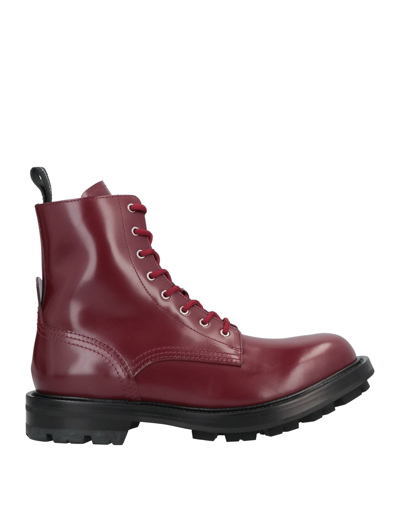 Shop Alexander Mcqueen Man Ankle Boots Burgundy Size 12 Soft Leather In Red