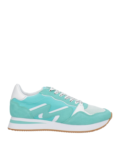 Shop Manila Grace Woman Sneakers Turquoise Size 8 Soft Leather, Textile Fibers In Blue