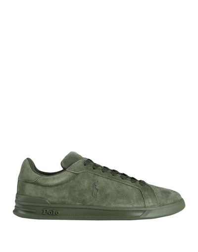 Shop Polo Ralph Lauren Heritage Court Ii Suede Sneaker Man Sneakers Military Green Size 8 Soft Leather