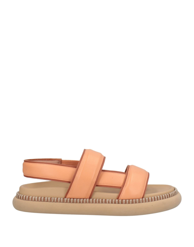Shop Alysi Woman Sandals Apricot Size 6 Soft Leather In Orange