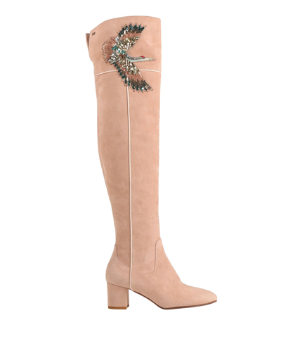 Shop Elisabetta Franchi Knee Boots In Blush