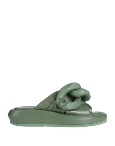Shop Emanuélle Vee Woman Sandals Military Green Size 6 Soft Leather