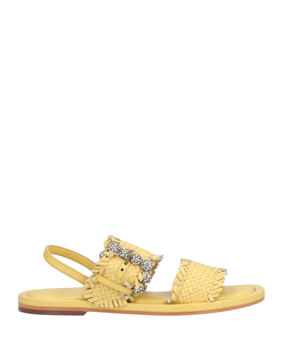 Shop Emanuélle Vee Woman Sandals Yellow Size 6 Soft Leather