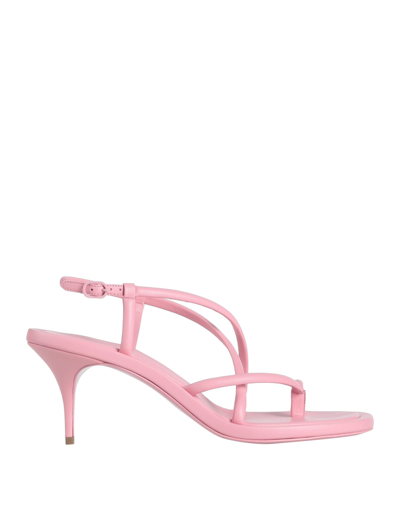 Shop Alexander Mcqueen Woman Thong Sandal Pink Size 8 Soft Leather