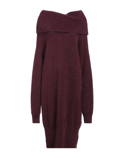 Shop Cruciani Woman Midi Dress Burgundy Size 4 Mohair Wool, Polyamide, Wool, Elastane In Red