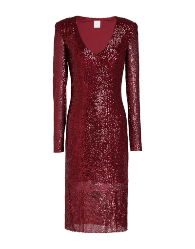 Shop 8 By Yoox Sequin Shoulder-pad Midi Dress Woman Midi Dress Burgundy Size 4 Polyester, Elastane In Red