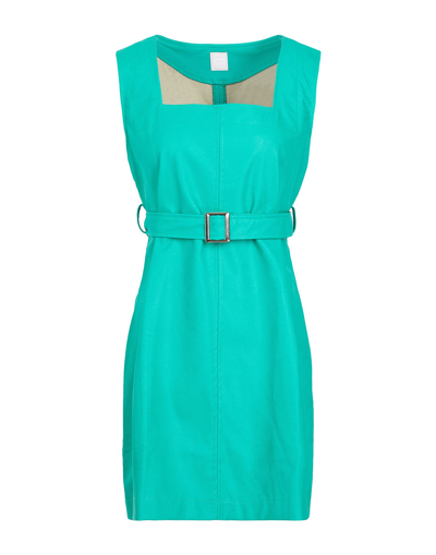 Shop 8 By Yoox Belted Square-neck Mini Dress Woman Mini Dress Emerald Green Size 8 Polyurethane, Viscose