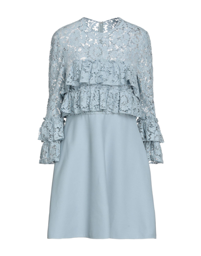 Shop Valentino Garavani Woman Mini Dress Sky Blue Size 10 Cotton, Viscose, Polyamide, Virgin Wool, Silk