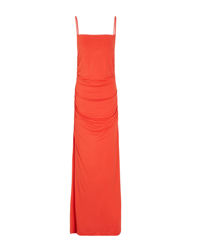 Shop 8 By Yoox Maxi Slip Dress With Side Gathering Woman Maxi Dress Red Size Xl Acetate, Elastane