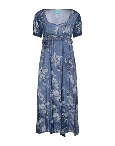 Shop Iconique Woman Midi Dress Slate Blue Size Xl Modal