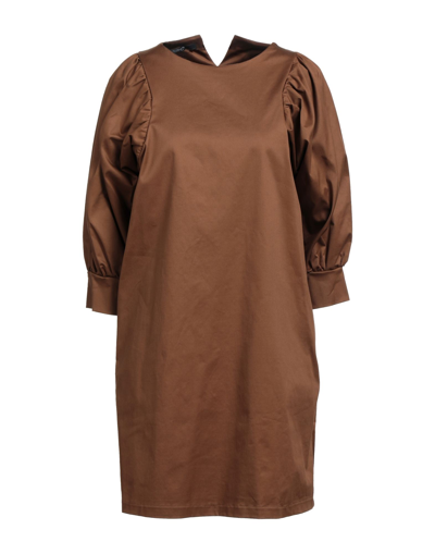 Shop Siste' S Siste's Woman Mini Dress Brown Size M Cotton, Elastane