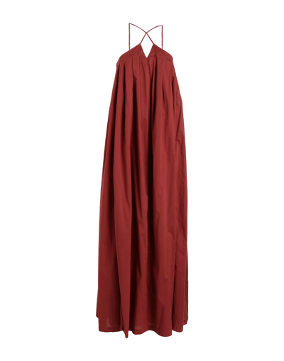 Shop Erika Cavallini Woman Maxi Dress Brick Red Size 4 Cotton In Brown