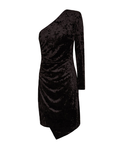 Shop 8 By Yoox Velvet One-shoulder Mini Dress Woman Mini Dress Black Size 10 Polyester, Elastane