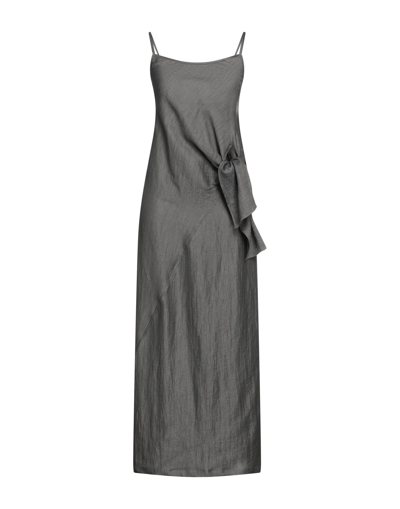 Shop Alysi Woman Maxi Dress Steel Grey Size 6 Linen, Polyamide