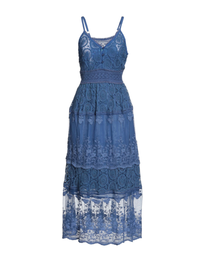 Shop Iconique Woman Midi Dress Blue Size M Cotton