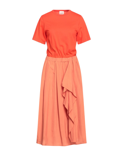 Shop Alysi Woman Midi Dress Orange Size 4 Silk, Cotton