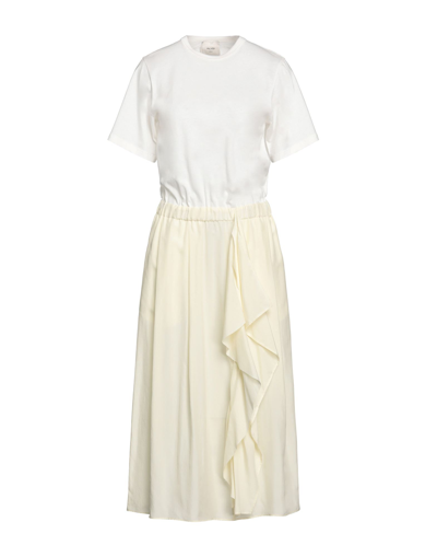 Shop Alysi Woman Midi Dress White Size 4 Silk, Cotton