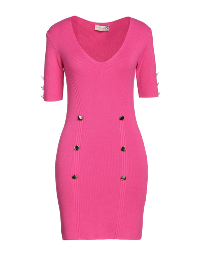 Shop Haveone Woman Mini Dress Fuchsia Size Onesize Viscose, Polyester In Pink
