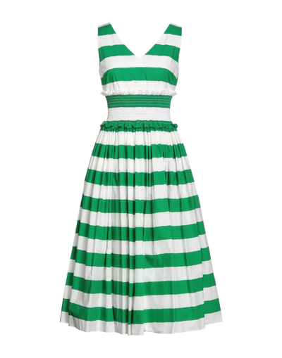 Shop Dolce & Gabbana Woman Midi Dress Green Size 0 Cotton