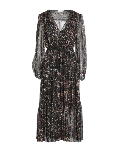 Shop Sandro Woman Midi Dress Black Size 4 Silk, Metallic Fiber