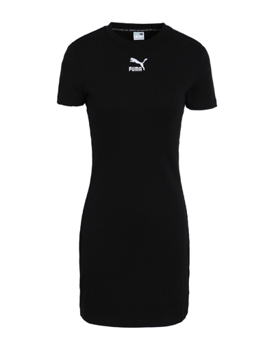 Shop Puma Classics Ribbed Tee Dress Woman Mini Dress Black Size L Cotton, Polyester, Elastane