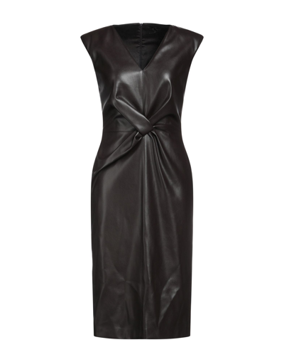Shop Clips Woman Midi Dress Dark Brown Size 8 Polyester, Polyurethane