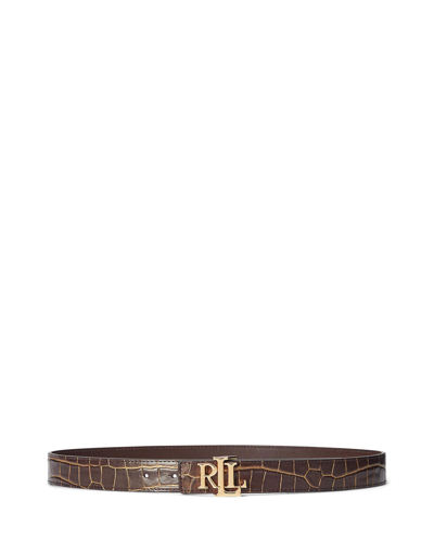 Shop Lauren Ralph Lauren Woman Belt Dark Brown Size M Bovine Leather