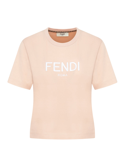 Shop Fendi Pink Cotton T-shirt In Pink & Purple