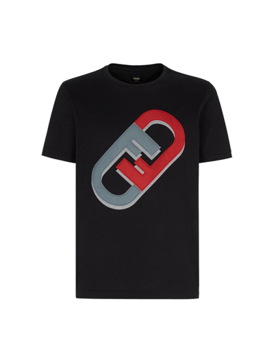 Shop Fendi T-shirt R L.j.o Lock 3d In Black