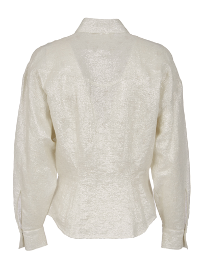 8pm Glitter Embellished Shirt In Off White
