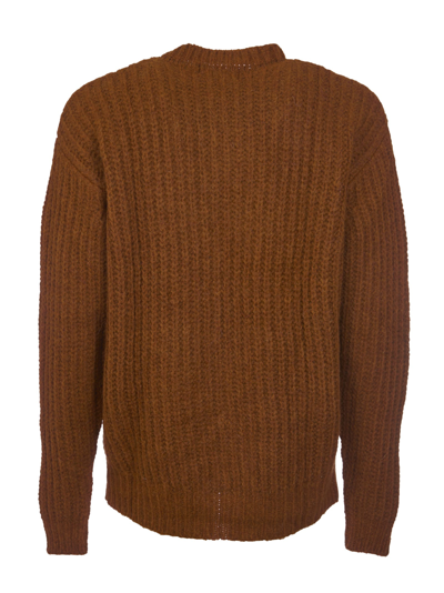 Shop Represent Crewneck Woven Ribbed Sweater In Clay